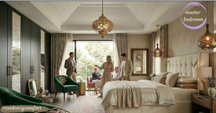 Luxury master bedroom with elegant décor and cozy furnishings.