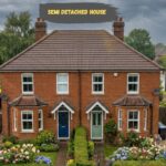 Semi-detached brick house with front garden and driveway.