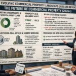 Business team presenting a commercial property market strategy in a modern office.