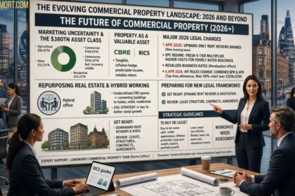Business team presenting a commercial property market strategy in a modern office.