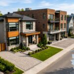Modern rental property on a quiet residential street with a landscaped front yard and driveway.