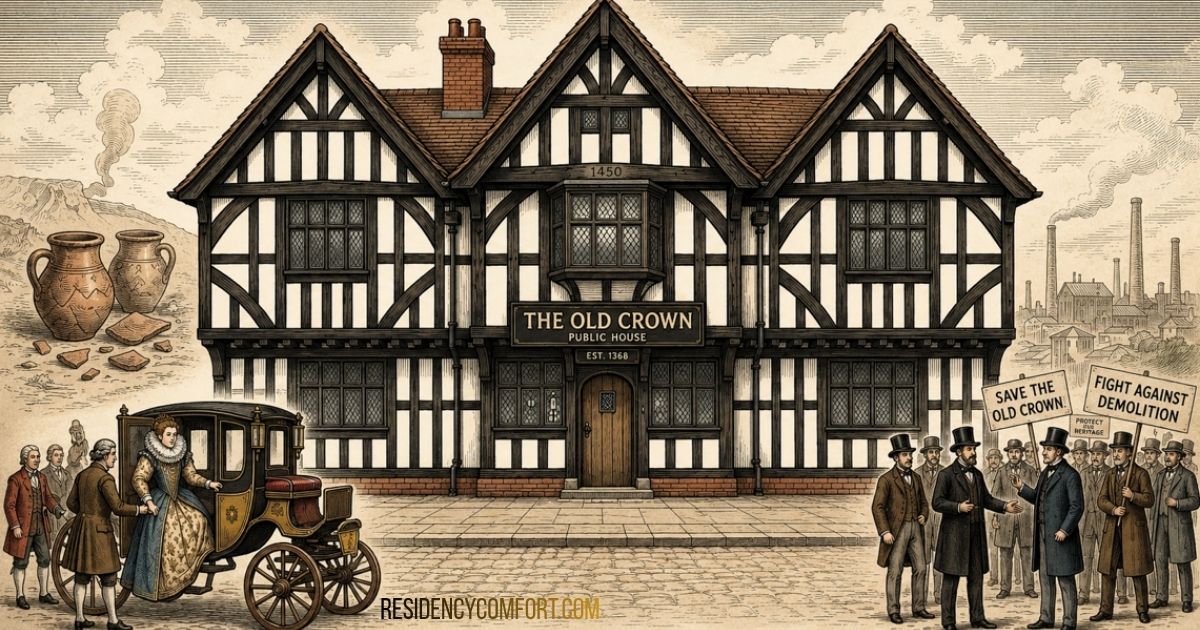 The Old Crown Public House exterior with traditional historic architecture