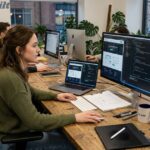 Aura.Built team working on web design and development in a modern creative office.