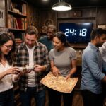 Escape Room Team Building activity with coworkers solving puzzles and clues together.