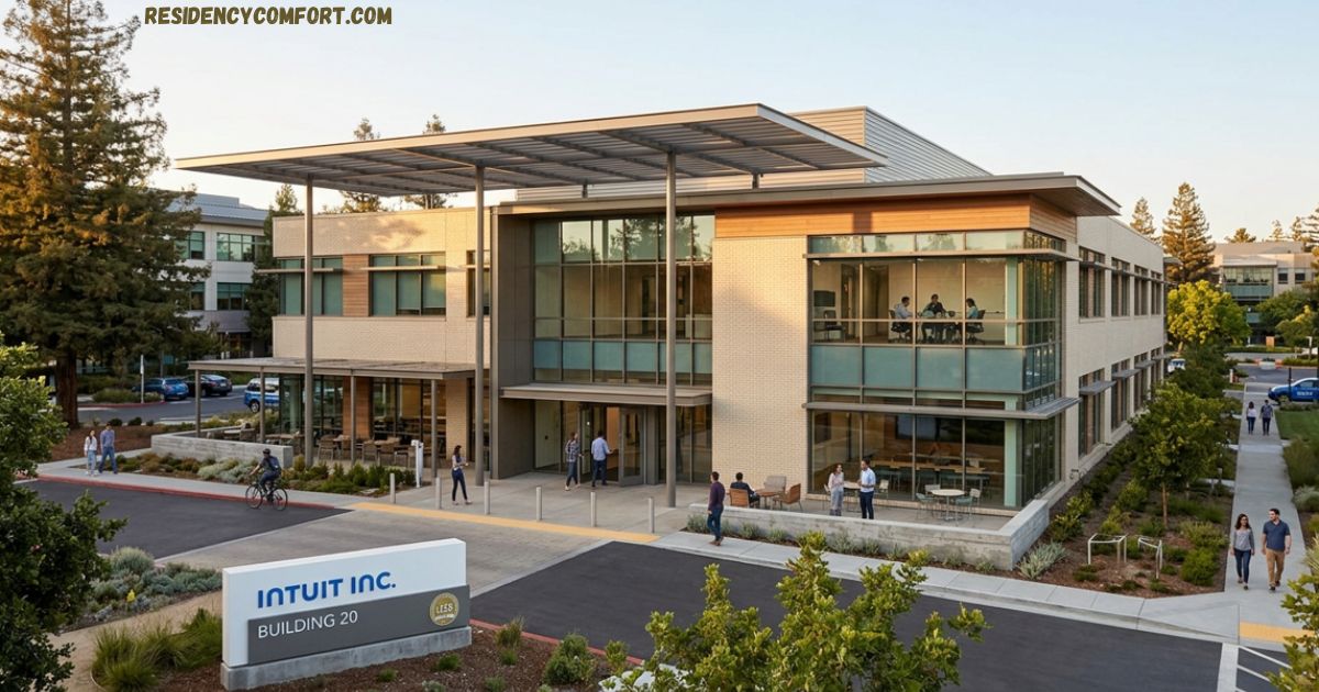 Intuit Inc. – Building 20 modern office exterior with landscaped grounds and walkways.