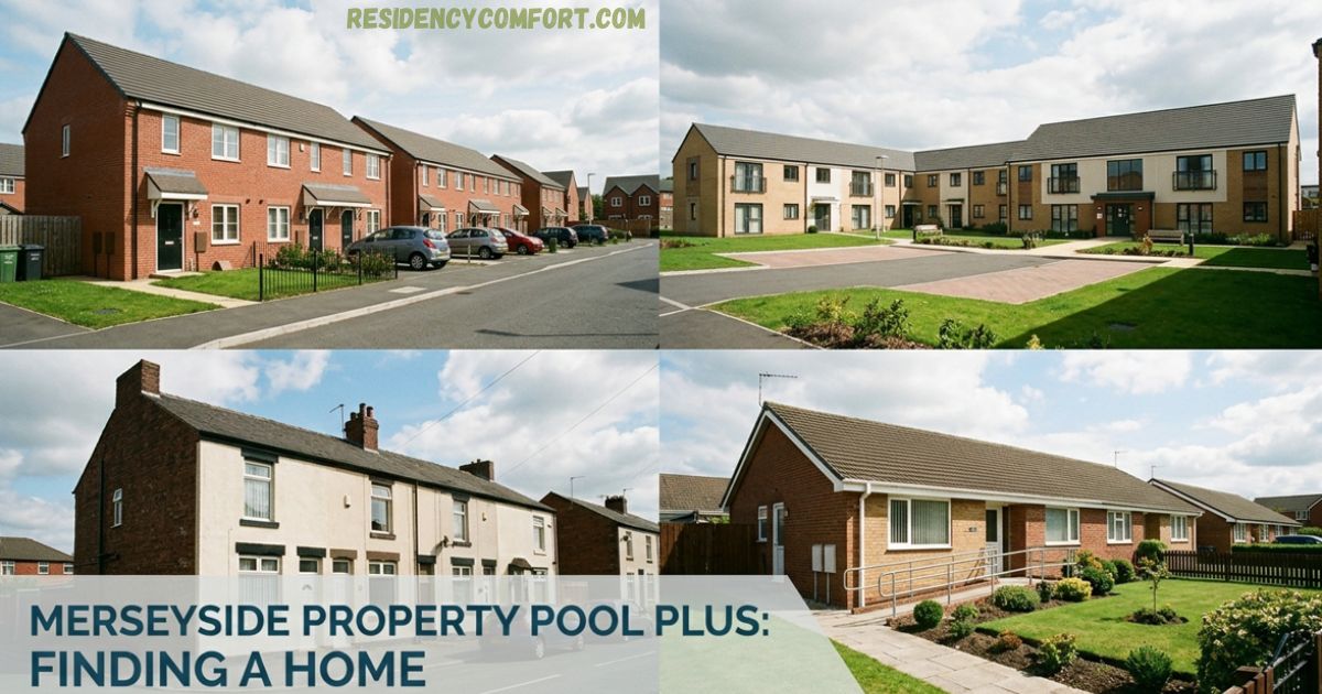 Merseyside Property Pool Plus housing collage showing modern and traditional homes in residential communities.